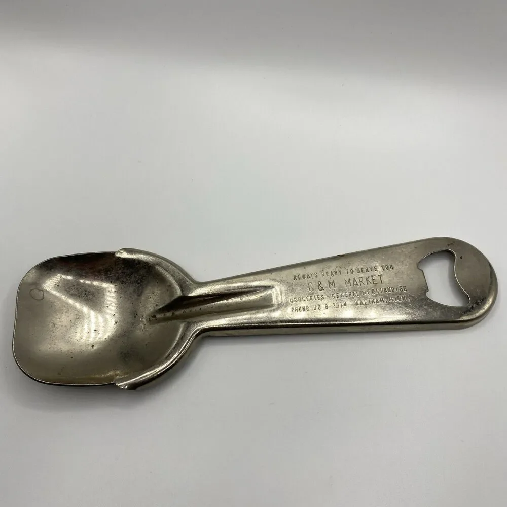 Vintage C&M Market Beer Bottle Opener & Spoon Scoop Waltham MN